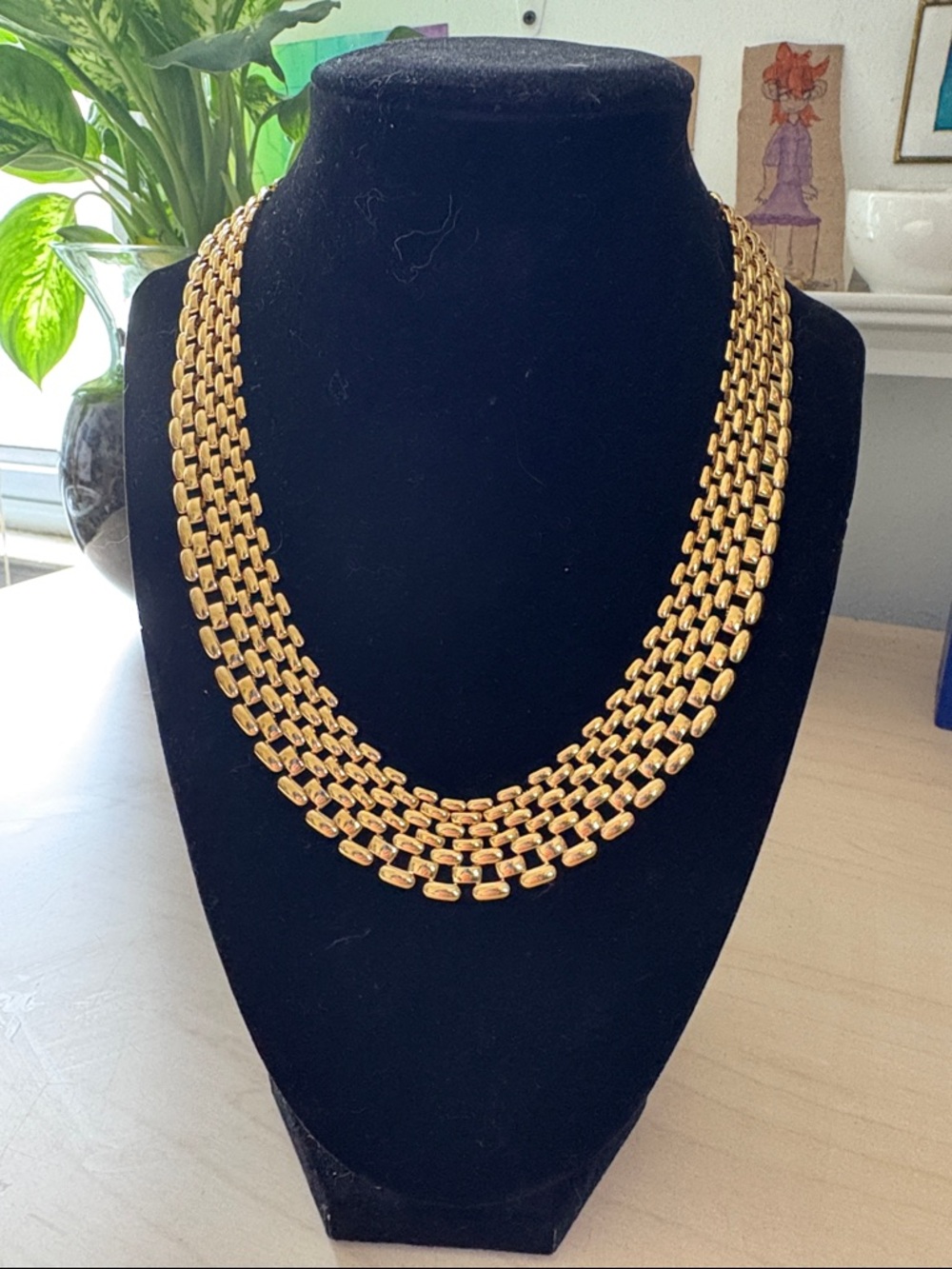 Vintage Premier Designs Gold Multi-Strand Chain Necklace